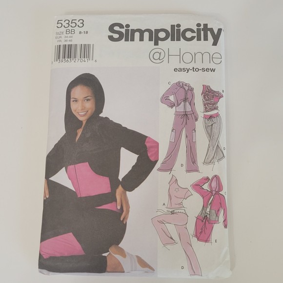 Simplicity vintage easy to sew pattern 5353 track suit size BB 8-18 - Picture 1 of 6